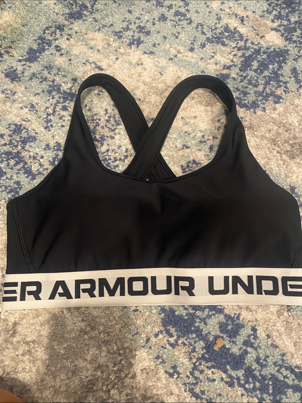 Under Armour Black Sports Bra with White Logo Band